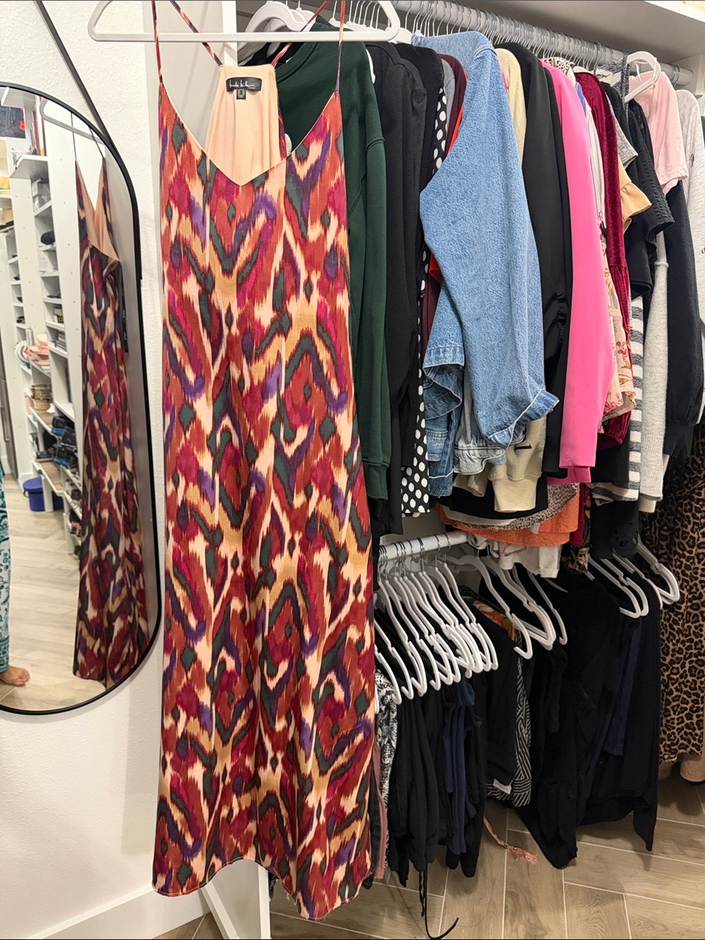 Nicole Miller Multicolor Ikat-Print Maxi Dress - Red, Purple, Cream